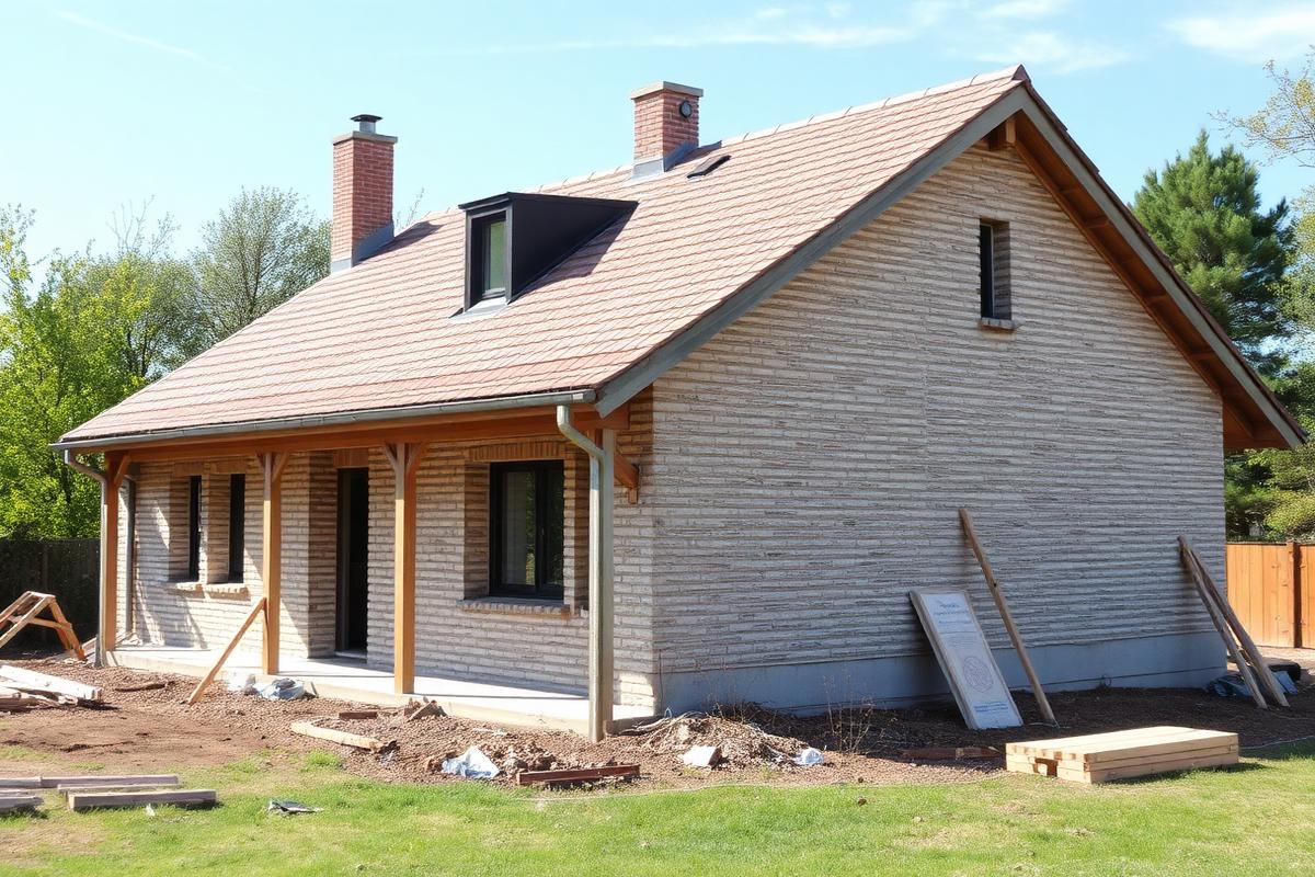 Réfection de toiture en cours sur une maison à Bouloc